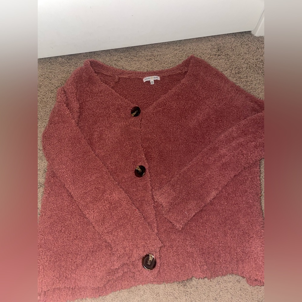 mauve buttoned sweater